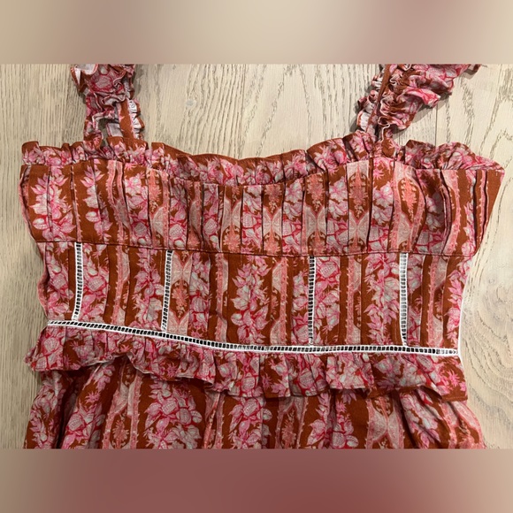 LUG VON SIGA Helena Printed Linen-blend Maxi Dress in Brick Red - Sz 10 / 42 - Picture 10 of 16